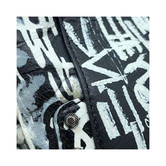 Pre Loved Balenciaga Nano Graffiti City Bag Leather Handbag Women Black - Picture 8 of 8